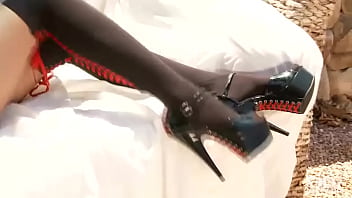 The lady's kinky footwear