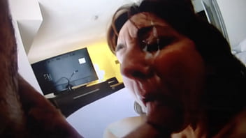 Cougar slut takes a huge load on her face
