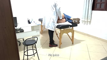 Gynecologist performs rectal exam with his fingers in her ass