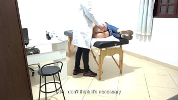 Gynecologist performs rectal exam with his fingers in her ass