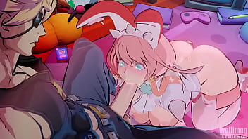 Rabbit eating carrot