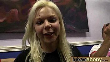 Ebony in a huge bukkake 12