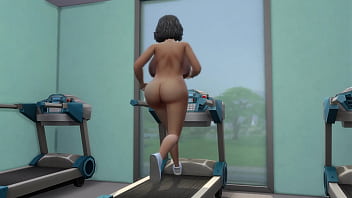 Thick gilf running on treadmill