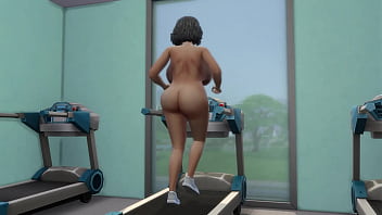 Thick gilf running on treadmill