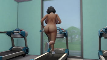 Thick gilf running on treadmill