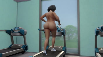 Thick gilf running on treadmill