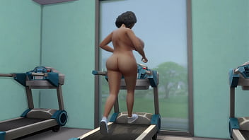 Thick gilf running on treadmill