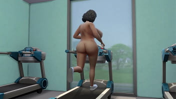 Thick gilf running on treadmill