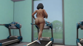 Thick gilf running on treadmill