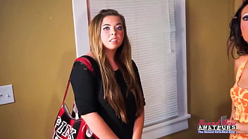 Petite blonde madelyn and horny brunette sofia finger each others pussy