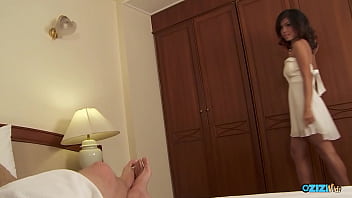 A seductive asian babe crawls onto the bed to suck and ride his big cock A seductive asian babe crawls onto the bed to suck and ride his big cock