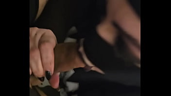 Goth slut sucks and swallows cum sensual upclose blowjob