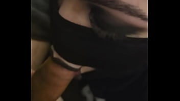 Goth slut sucks and swallows cum sensual upclose blowjob