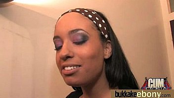 Hot ebony chick in interracial gangbang 2