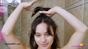 Sun kissed & serene model enjoys a sensual bath