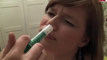 Girl injects cum up her nose with syringe no sound Girl injects cum up her nose with syringe no sound