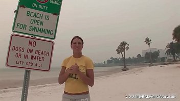 Cute brunette babe having fun