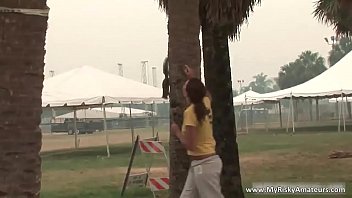 Cute brunette babe having fun