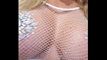 Dance floor stranger gets condom removed and creampies festival slut