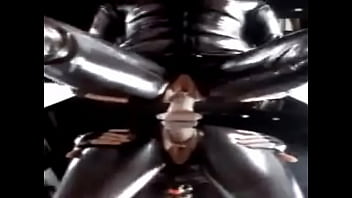 Latex dildo riding