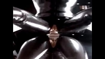 Latex dildo riding
