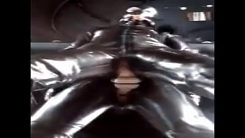 Latex dildo riding