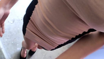 Sexy babe deep blowjob on staircase public sex