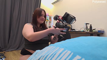 Backstage of a big boobed beauty with high heels