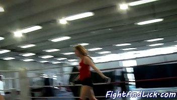 Lezzie teens scissoring pussies after fight