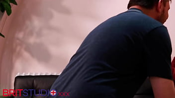 Skinny british redhead gets fucked and swallows cum in her uniform