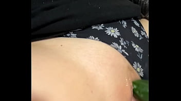 Milf masturbating with cucumber to huge squirting orgasm