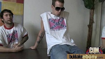 Ebony gets group cumshots 2