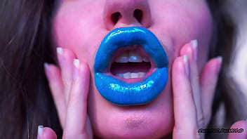 Wet red sticky lipgloss kiss