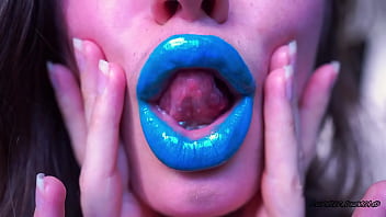 Wet red sticky lipgloss kiss