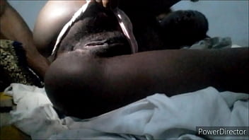 Sucking her little tits and spreading her pussy and ass hole open