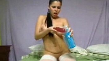 Stunning brunette webcam with massive anal dildo