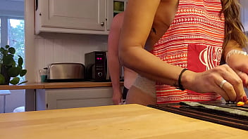 Hard doggy while cooking