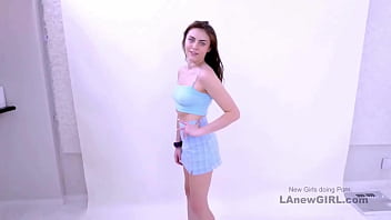 Enchanting brunette seduced by the producer