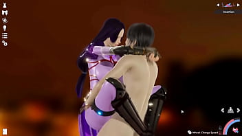 Purple catsuit chick enjoys hard dick