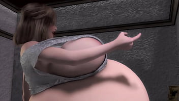 A woman starts to grow bigger