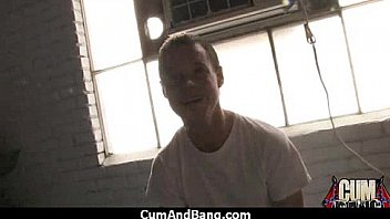 Ebony babe sucks group of white guys 8