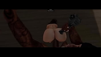 Second life thug fucks big booty bitch