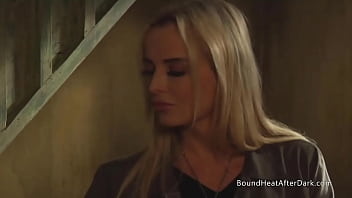 Curvy big tits lesbian slave moans from spanking and fingering