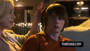 Busty milf stepmother takes her stepson's big cock from behind