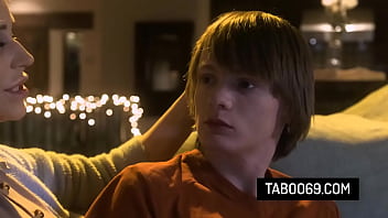 Busty milf stepmother takes her stepson's big cock from behind