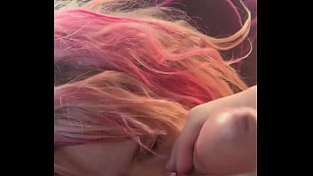 Streetwalker lets a guy nut in her mouth after a long blowjob and sucking on his balls in public