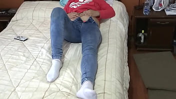 My step sister in law loves showing off and masturbating in front of the maid's step son so he can jerk off