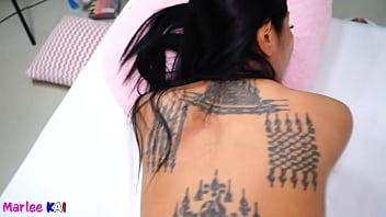 Asian wife in heels fucked on her bed