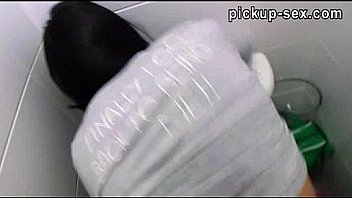 Eurobabe kristyna banged and jizzed on her back in public toilet