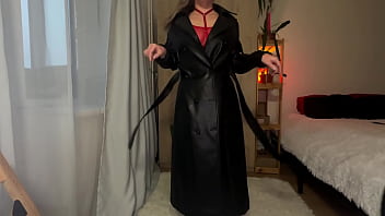 A sexy amateur wearing black high boots takes off her red lingerie and starts to masturbate using a butt plug and fake cock in her ass